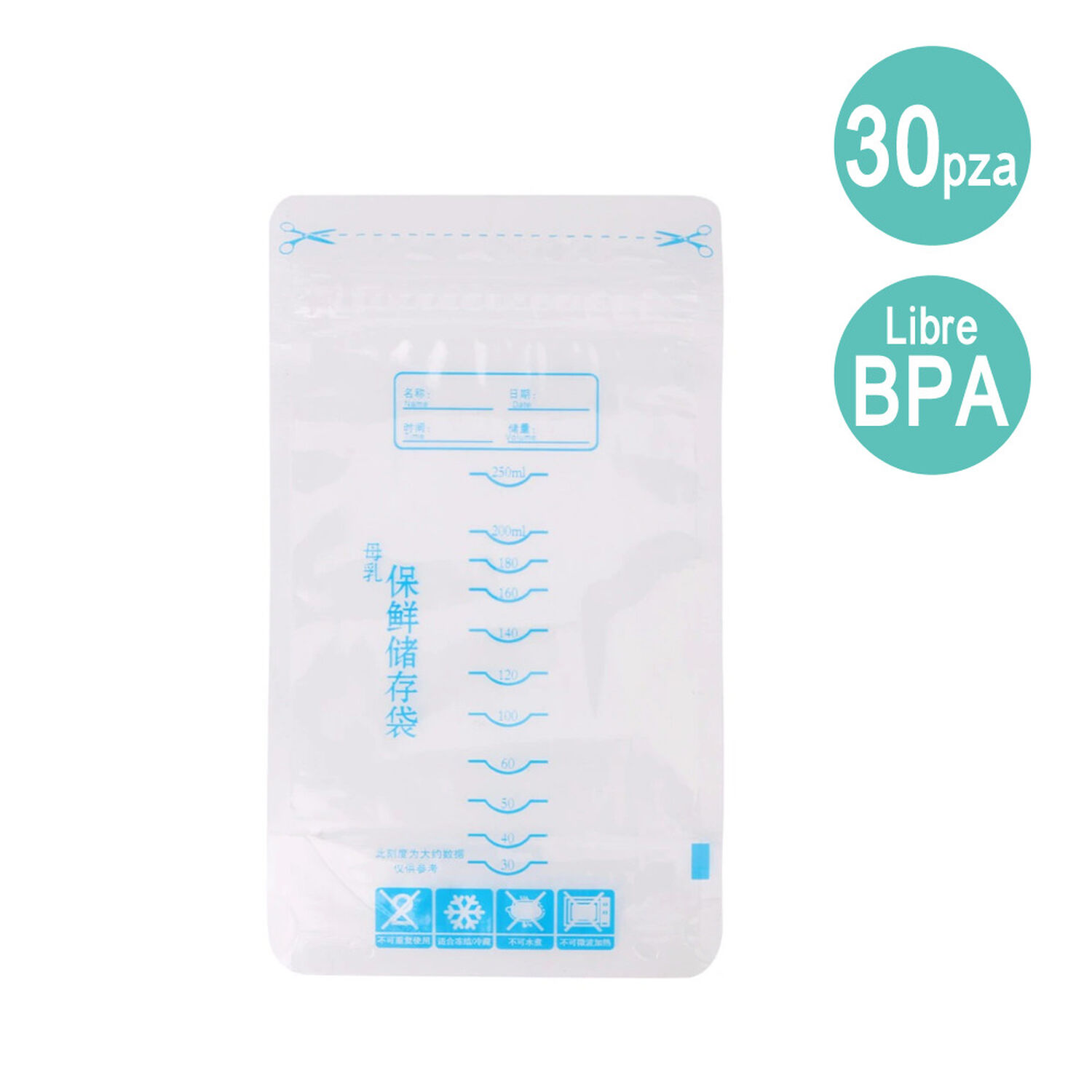 Bolsas Para Leche Materna Pack 30 Pre Esterilizadas 250ml image number 1.0