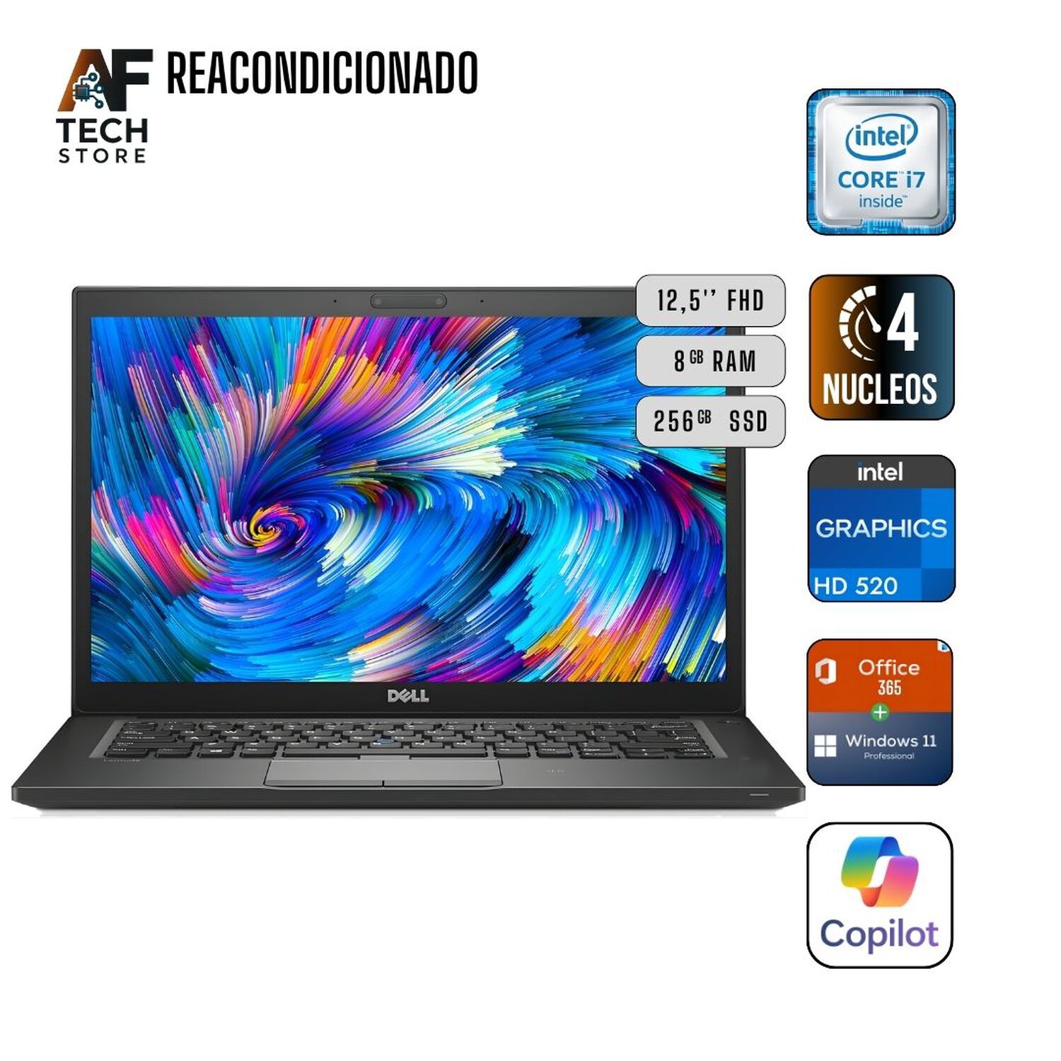 Notebook Dell E7270 I7 6th 8gb 256gb - Win11+office - Reacondicionado Profesional