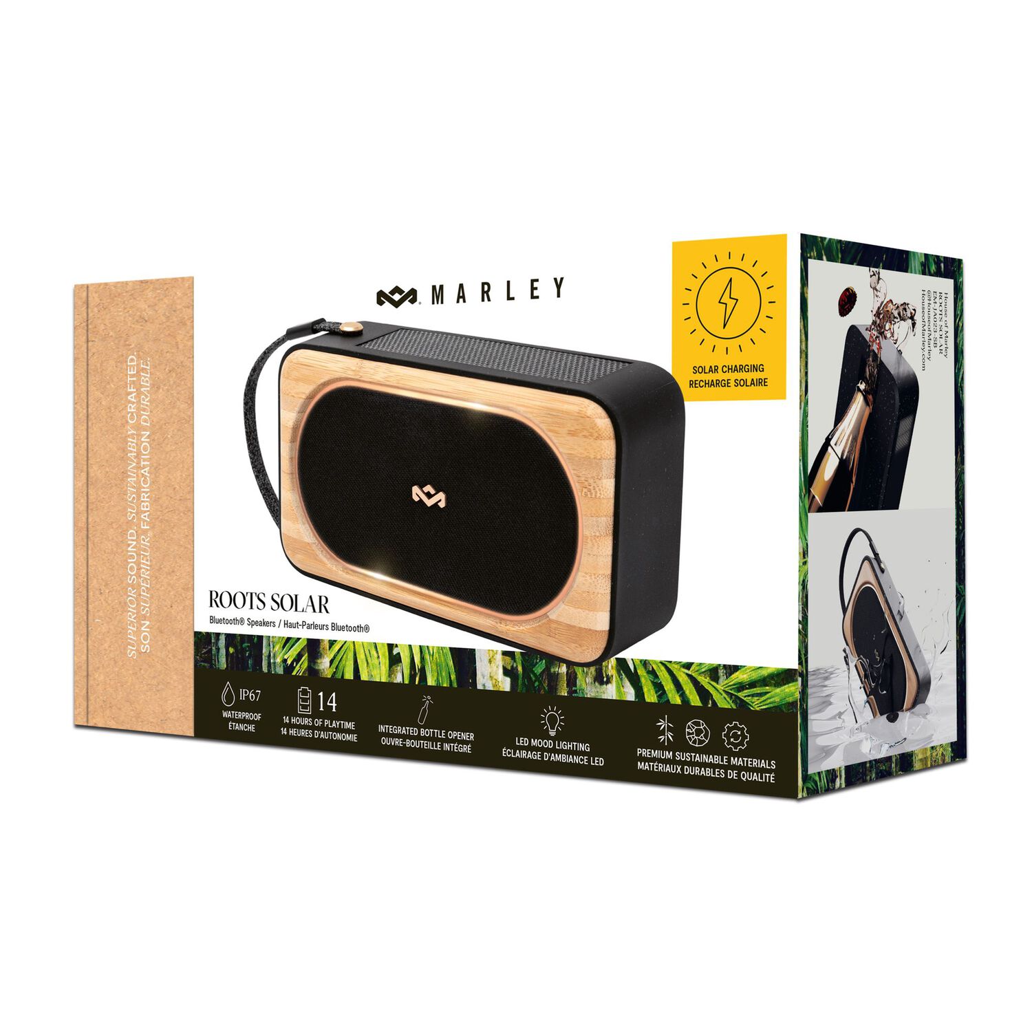 Parlante Bluetooth Roots Solar Negro Marley image number 7.0