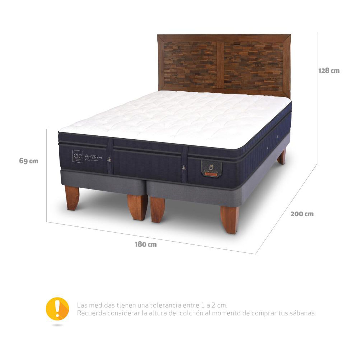 Cama Europea Cic Super Premium / King / Base Dividida + Respaldo image number 4.0