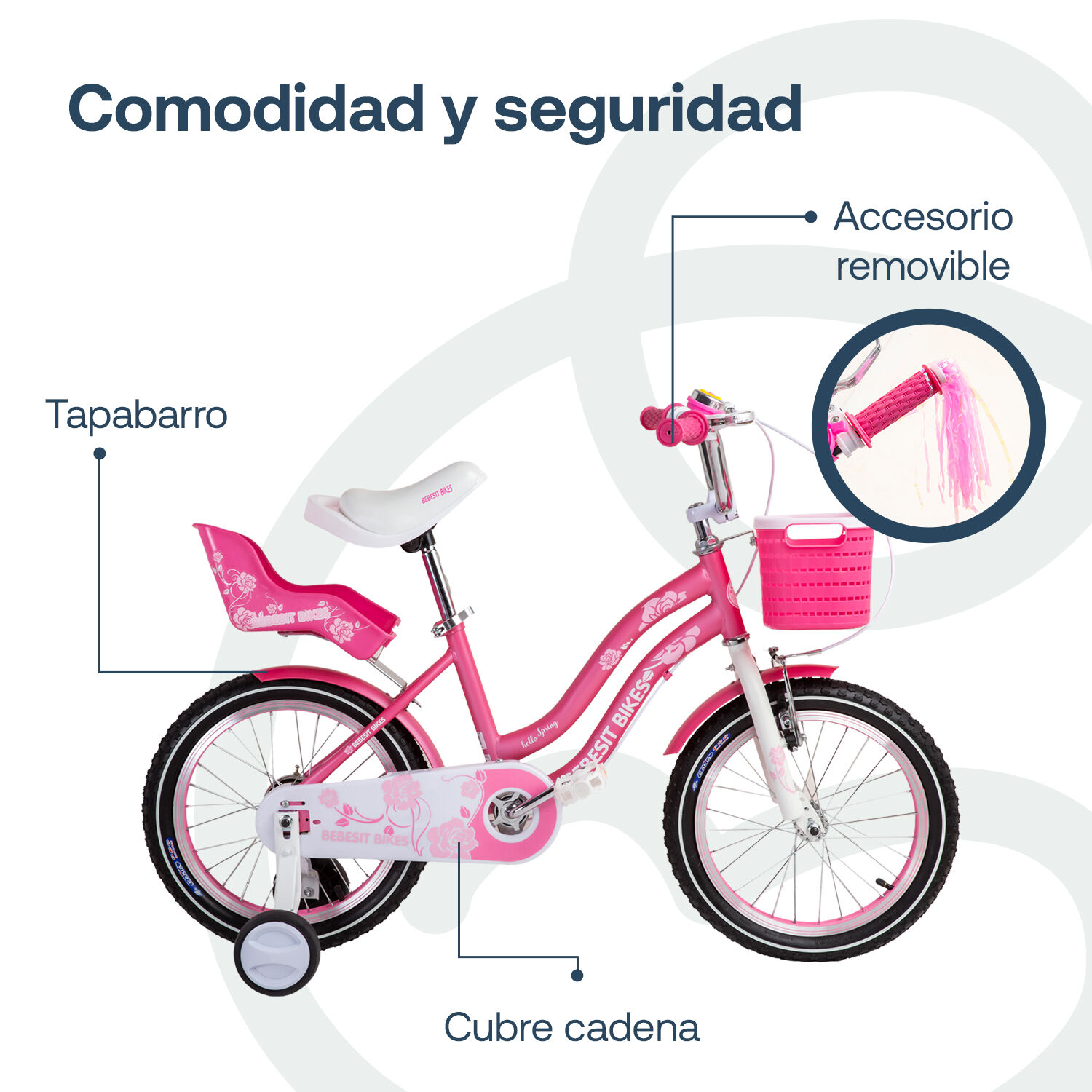 Bicicleta Infantil Queen Aro 16 Rosada Bebesit image number 5.0