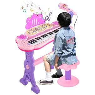 Piano Juguete Musical Infantil Con Silla Y Micr&oacute;fono