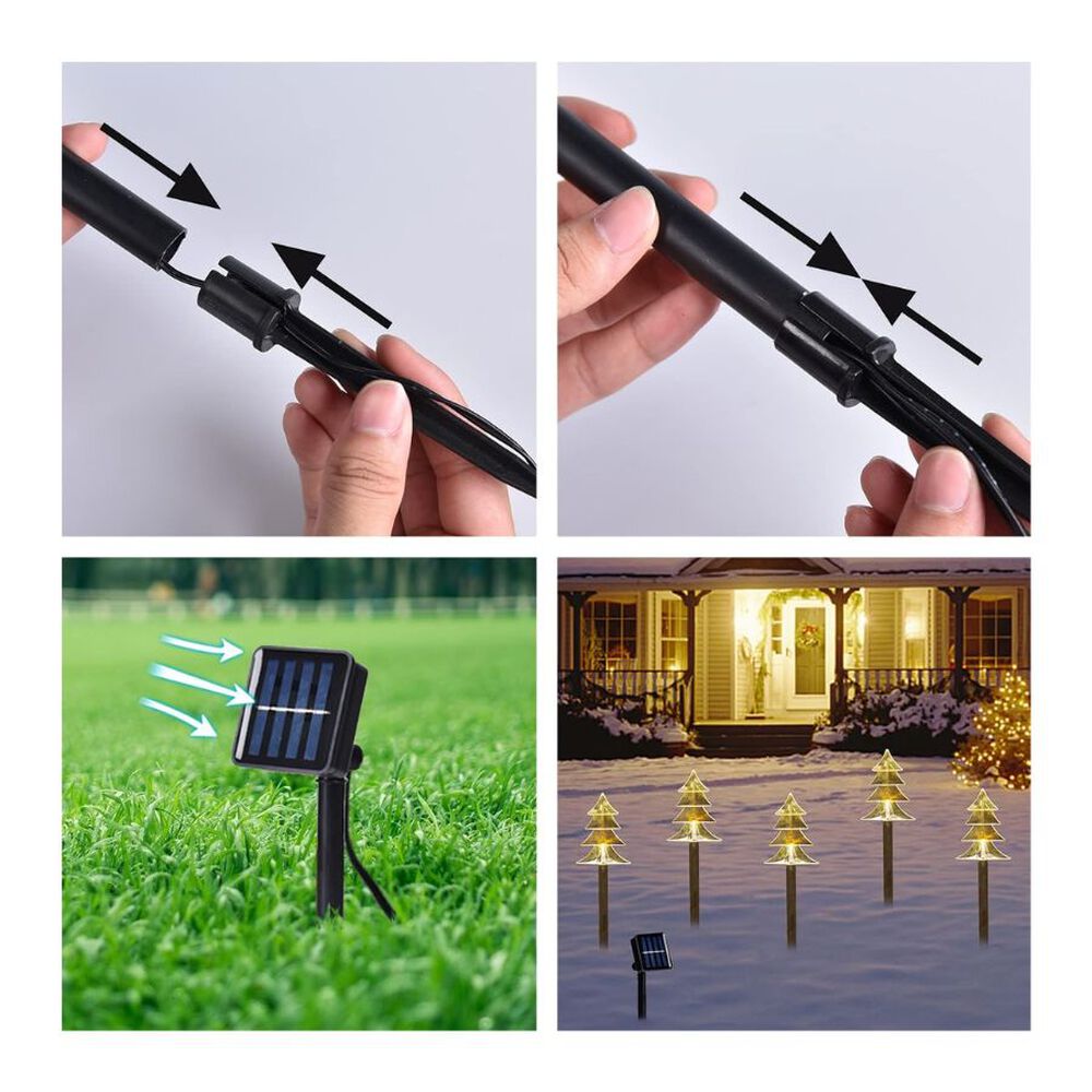 Pack 5 Estacas Arbolitos De Navidad Luces Solares image number 2.0