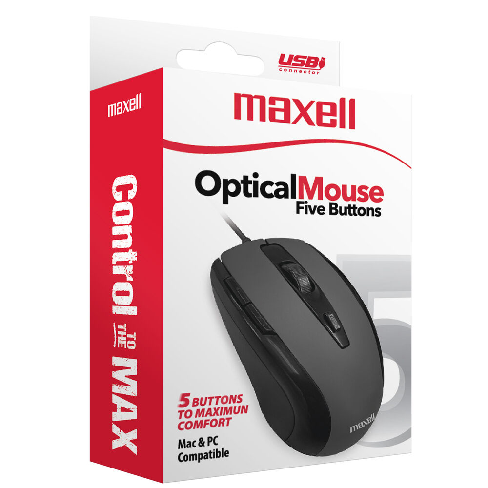 Mouse &Oacute;ptico Maxell 5 Botones Mowr-105 Negro image number 2.0