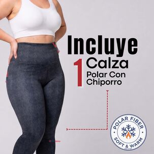 Calza Polar Con Chiporro T&eacute;rmica Mujer El&aacute;sticada Negro Jeans