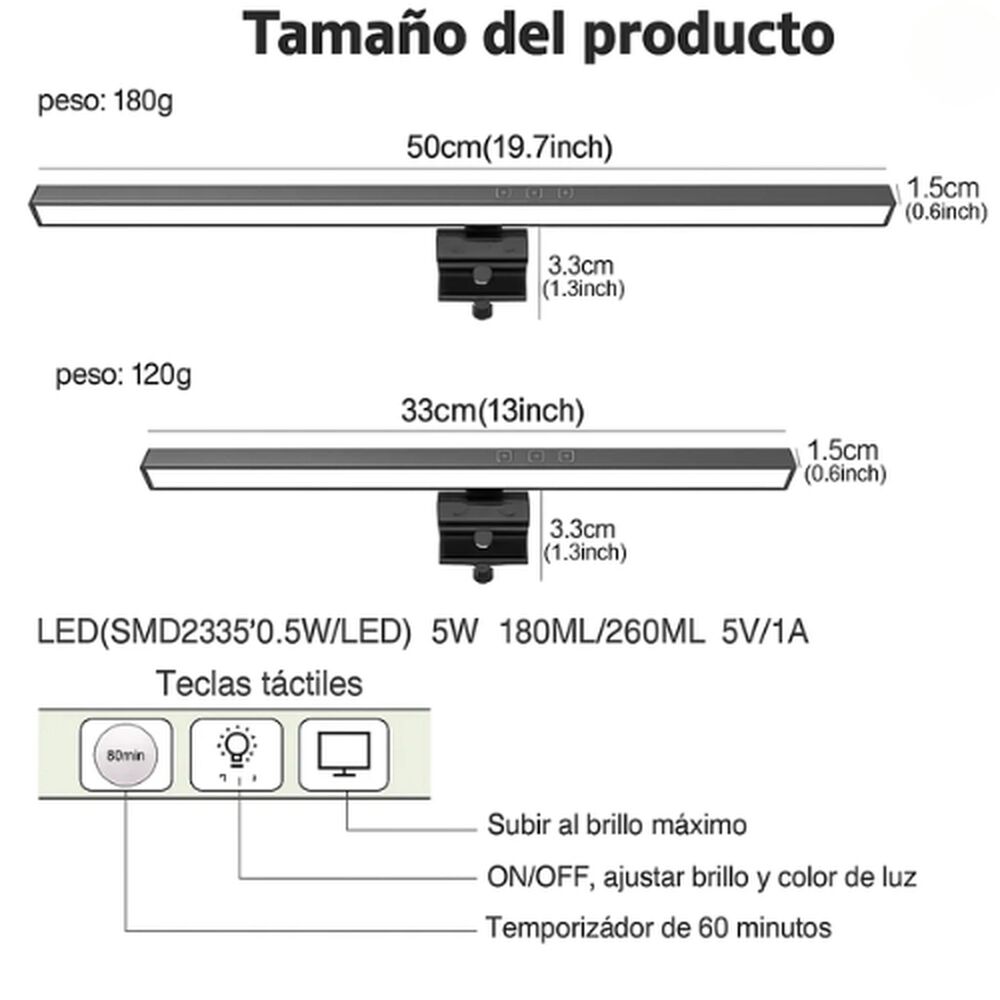 Barra De Luz Para Monitor Pc 55cm Con Retroiluminación Rgb image number 1.0
