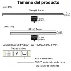 Barra De Luz Para Monitor Pc 55cm Con Retroiluminación Rgb
