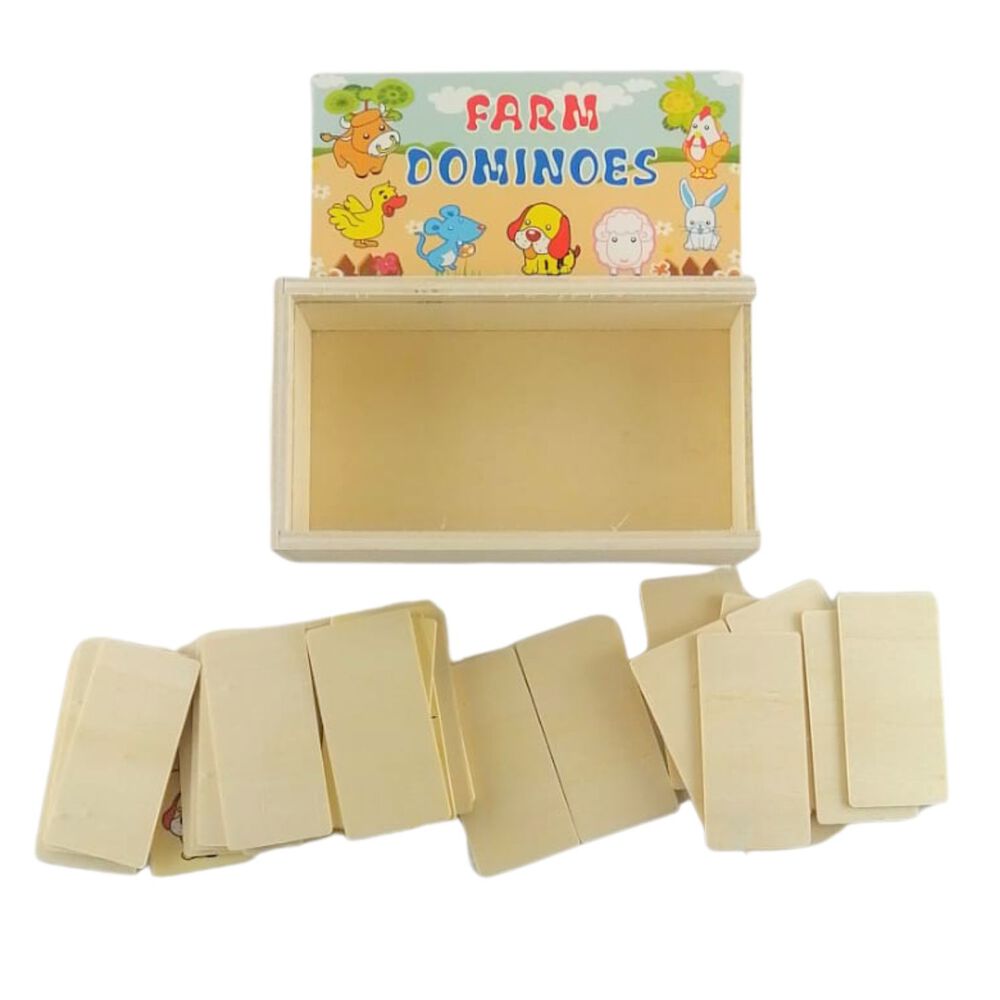 Juego Did&aacute;ctico De Domin&oacute; Peque&ntilde;o De Madera De 28 Piezas image number 3.0