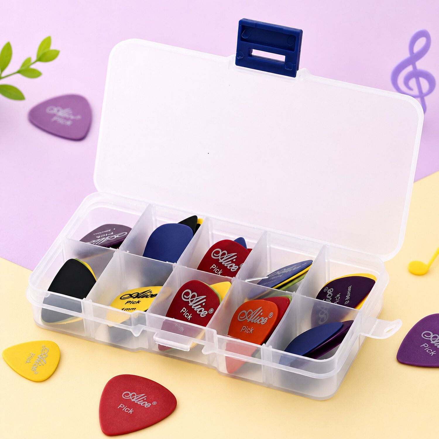 Set 50 U&ntilde;etas Guitarra Multicolor Con Organizador Pl&aacute;stico image number 2.0