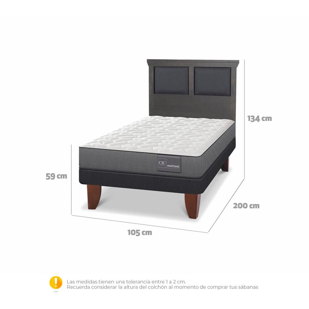 Cama Europea Cic Anatomic / 1.5 Plazas / Base Normal + Respaldo image number 4.0