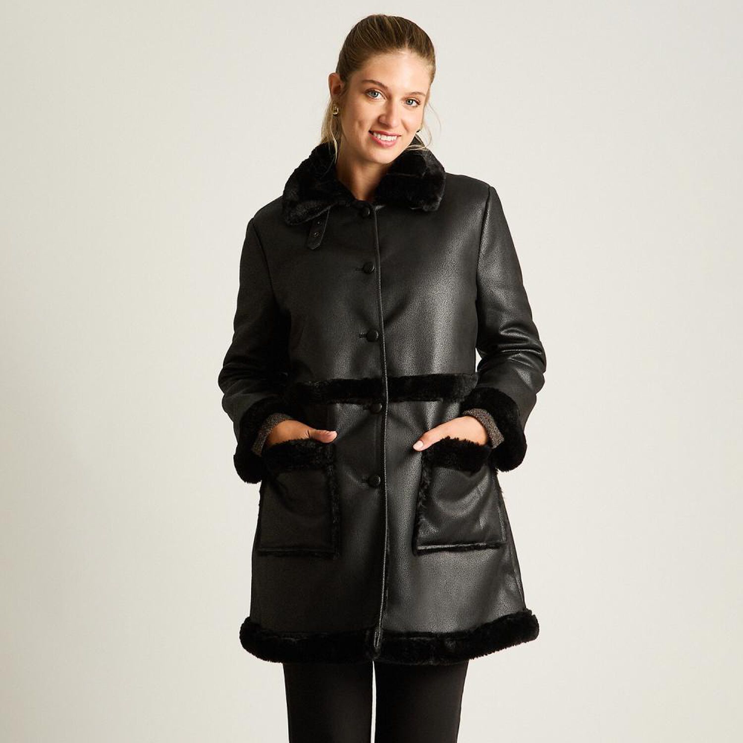 Chaqueta Bonded Cuello Solapa Mujer Lorenzo Di Pontti image number 0.0