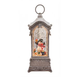 Linterna Navide&ntilde;a Led Con Nieve Giratoria Y Mu&ntilde;eco De Nieve 25.6cm
