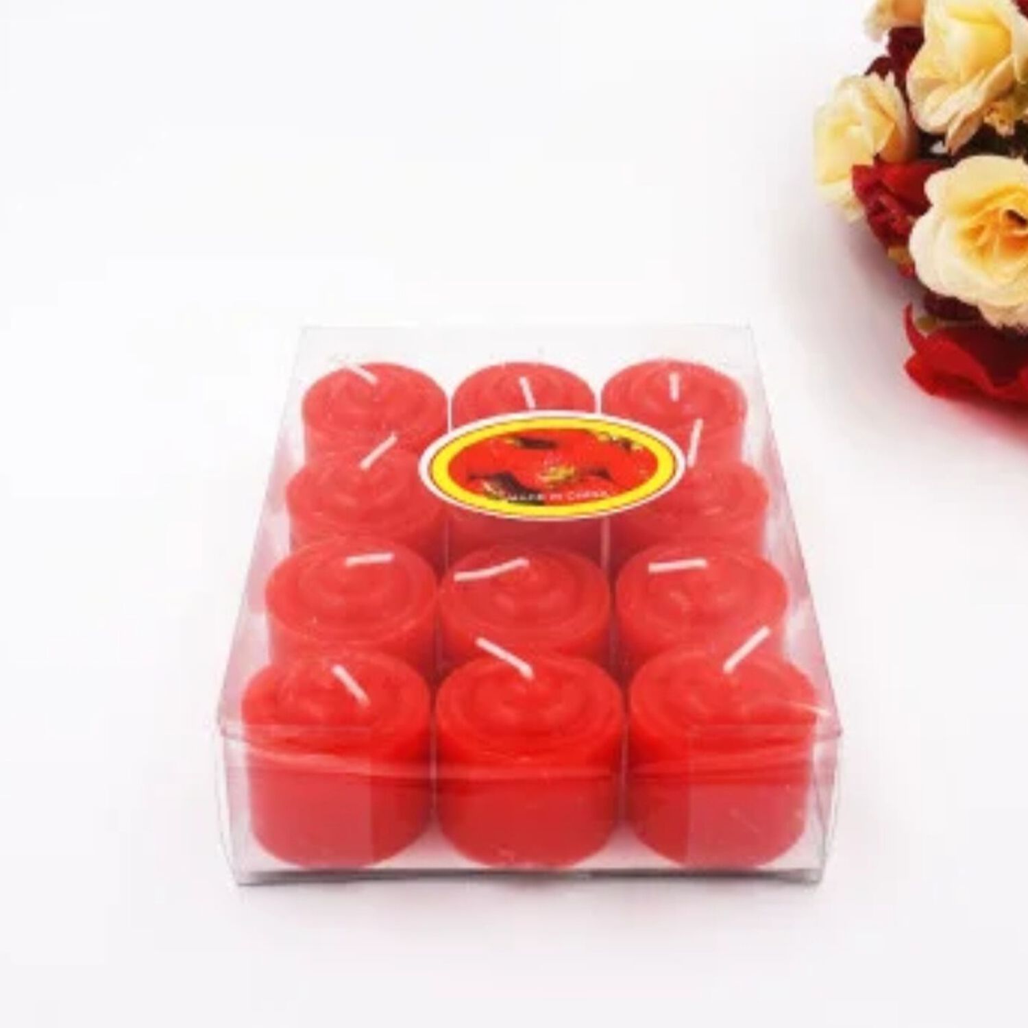 Pack De 12 Velas Rojas Arom&aacute;ticas 3.5 X3.5 Cm image number 3.0