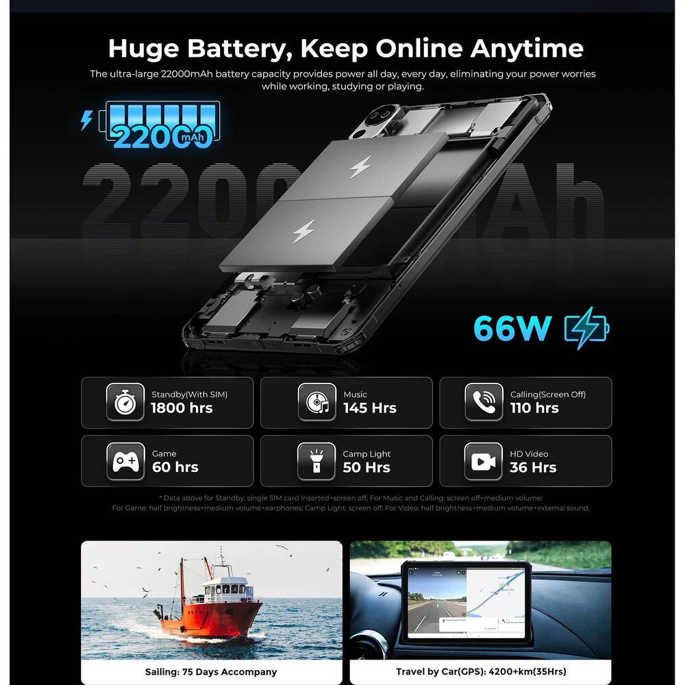 Fossibot Dt2 - Tablet Rugerizada 10,4'' 2k, C&aacute;mara 64 Mp, Bater&iacute;a 22.000 Mah image number 2.0