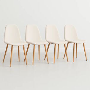 Pack De 4 Sillas Spoon Terciopelo - Crema