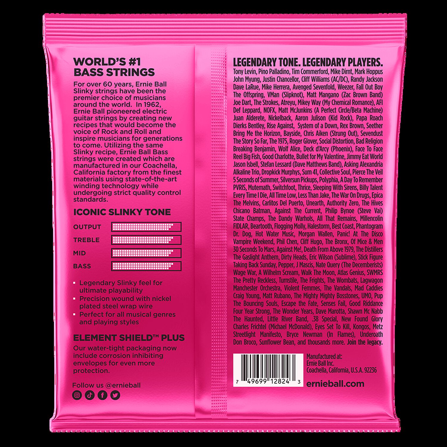 Cuerdas Bajo El&eacute;ctrico De 5 Super Slinky 40-125 Ernie Ball 2824 image number 1.0
