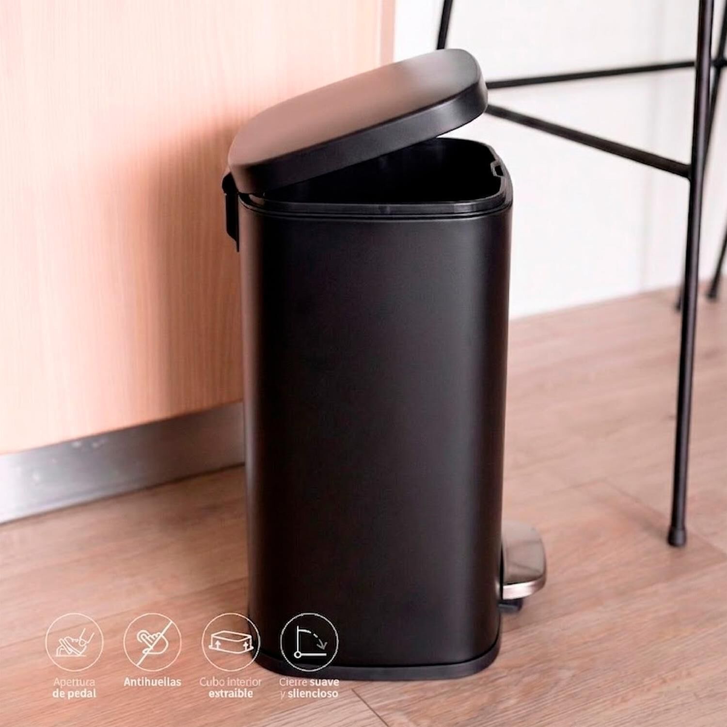 Basurero Cocina Livorno 12lt Pedal Acero Inox Simplit image number 2.0