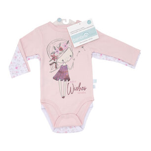 Set 2 Bodys Manga Larga Rosado Hada Ni&ntilde;a 6 - 9 Meses