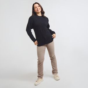 Sweater Liso Aplicación Perlas Cuello Redondo Mujer Geeps