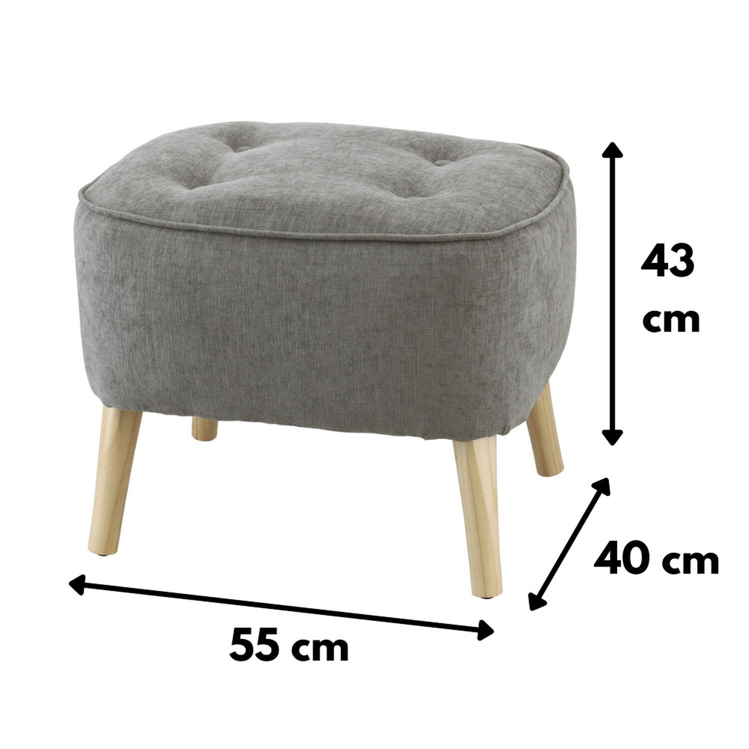 Pouf M&aacute;xima Gris Claro Altea 55x45x45 Cm M&aacute;xima Design image number 2.0