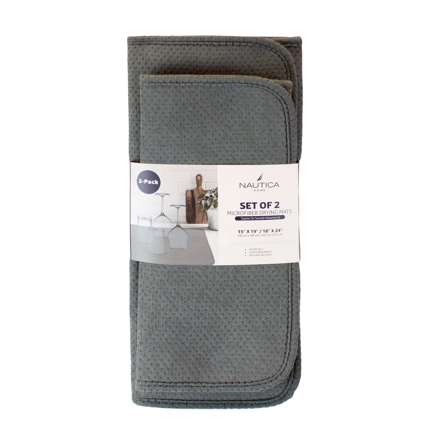 Set De 2 Tapetes De Secado Nautica Home Alta Absorci&oacute;n Gris image number 3.0