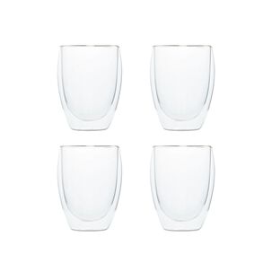 Pack 4 Vasos Doble Pared Vidrio 350ml Liquidos Calientes Cafe