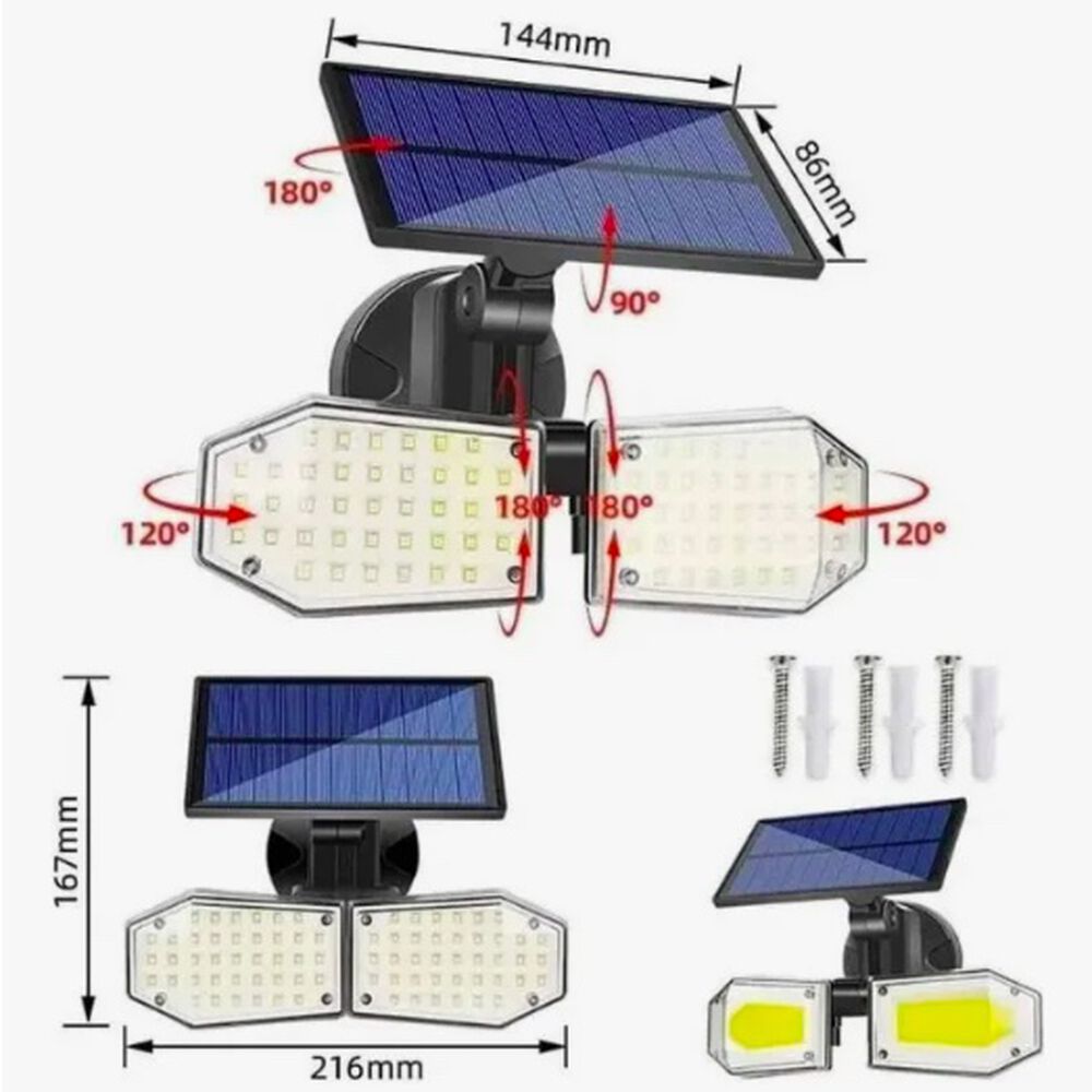 L&aacute;mpara Farol Led De Pared Solar image number 4.0