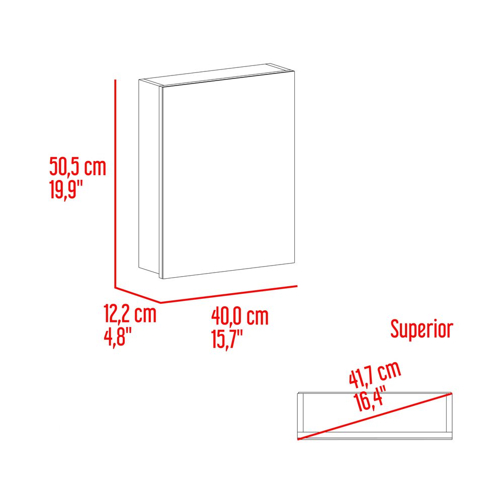 Botiquin De Ba&ntilde;o 1 Puerta 50x40x12 Cm Blanco image number 5.0