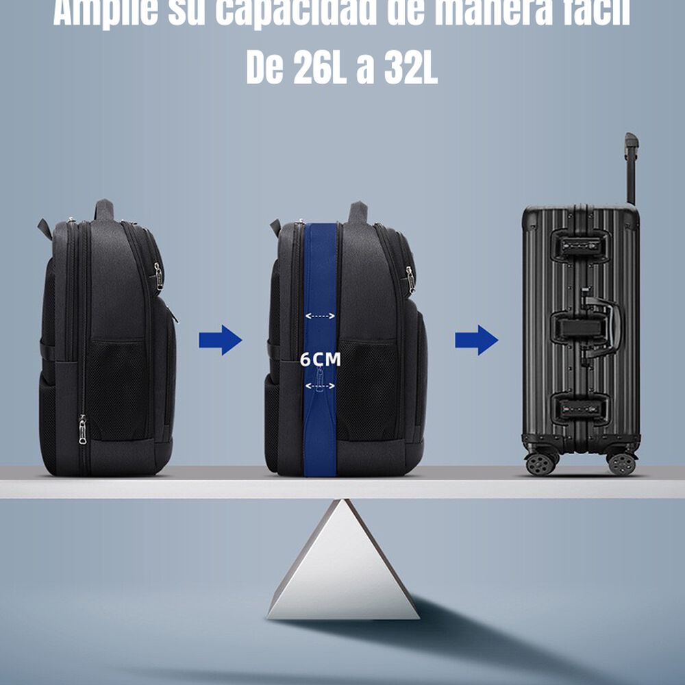 Mochila Notebook Inteligente Con Usb Negra By Lubabycas image number 2.0
