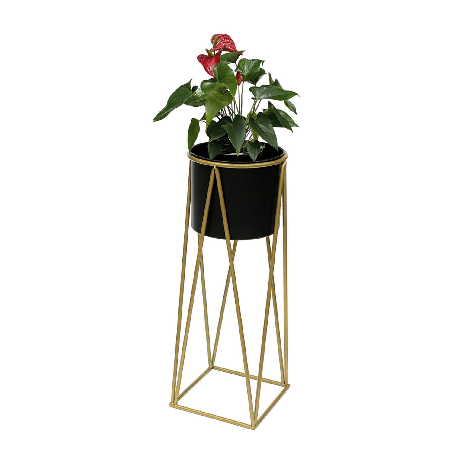 Porta Macetero Pedestal Maceta Plantas Negro Dorado Mediano image number 1.0