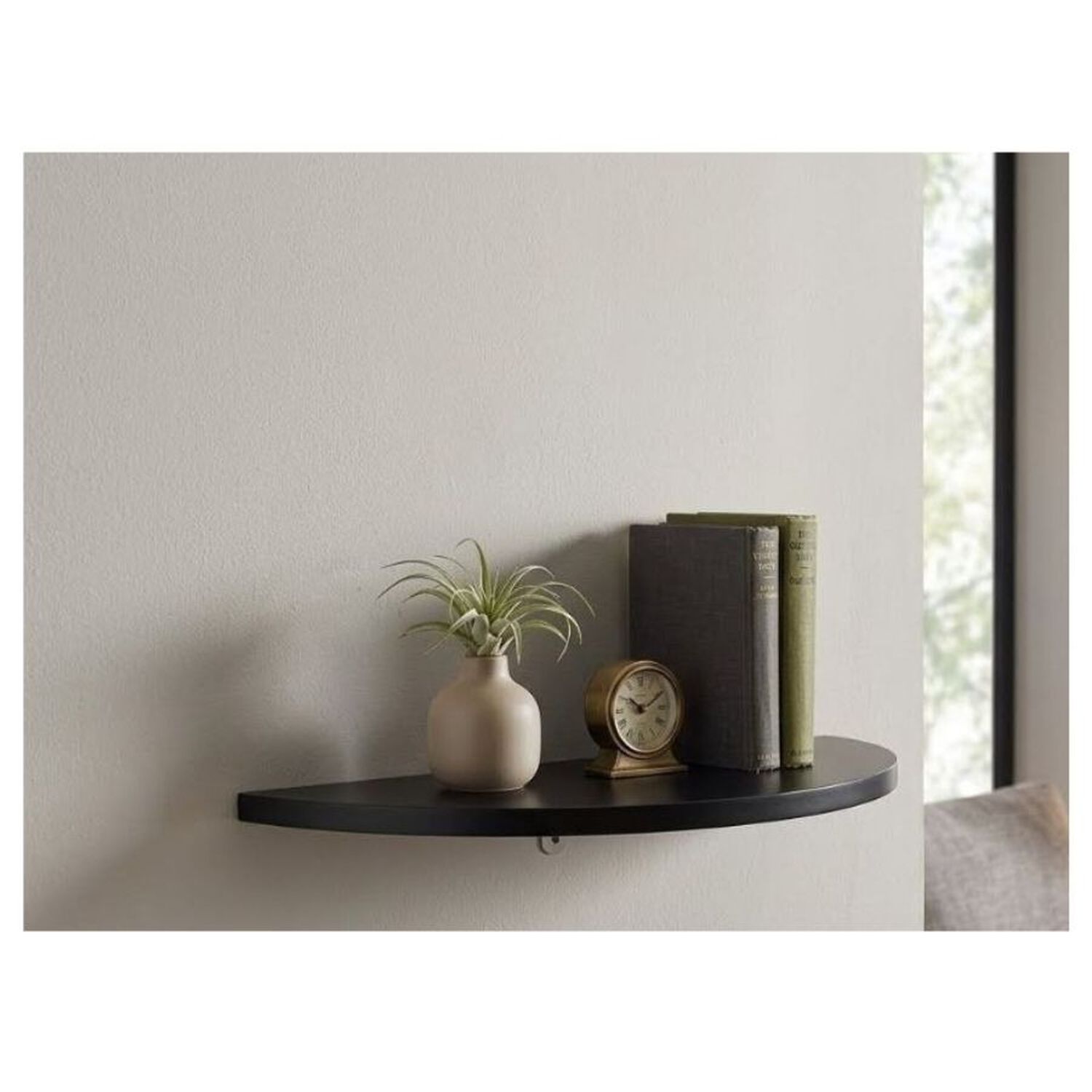 Repisa Flotante Semicircular Moderna Madera Negra 45cm image number 1.0