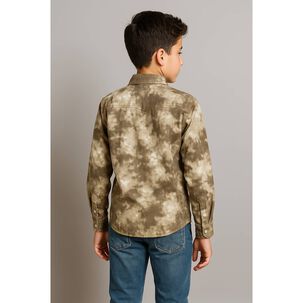 Camisa Tie-dye Infantil Caf&eacute; Jaspeada Manga Larga