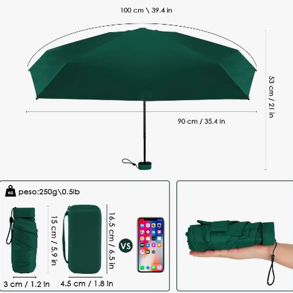 Mini Paragua Plegable Port&aacute;til Anti-uv Verde image number 4.0