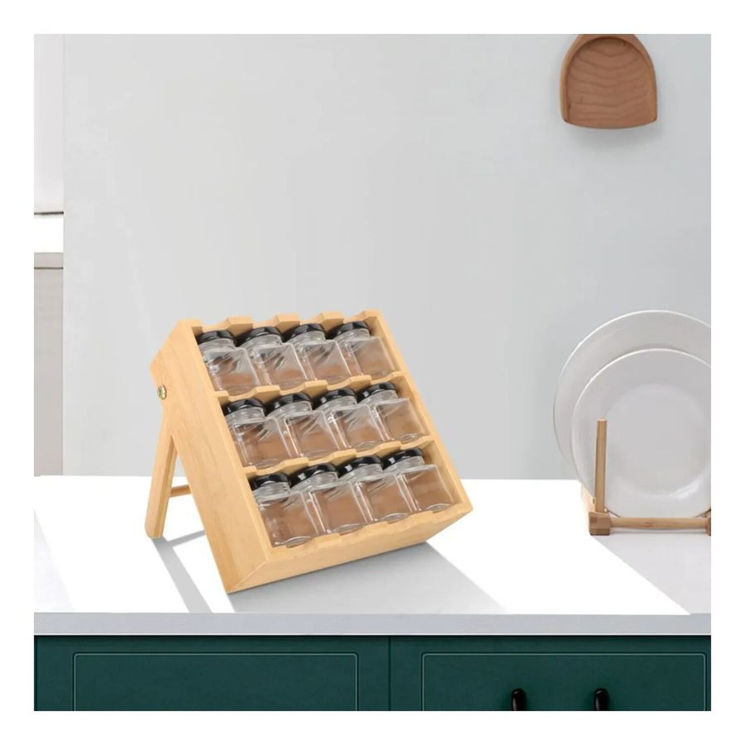 Organizador De Especias Madera Bamb&uacute; 12 Frascos 3 Niveles image number 5.0