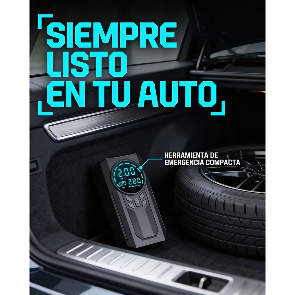 Mini Compresor Inflador 150 Psi Bater&iacute;a 6000mah Auto Moto image number 3.0