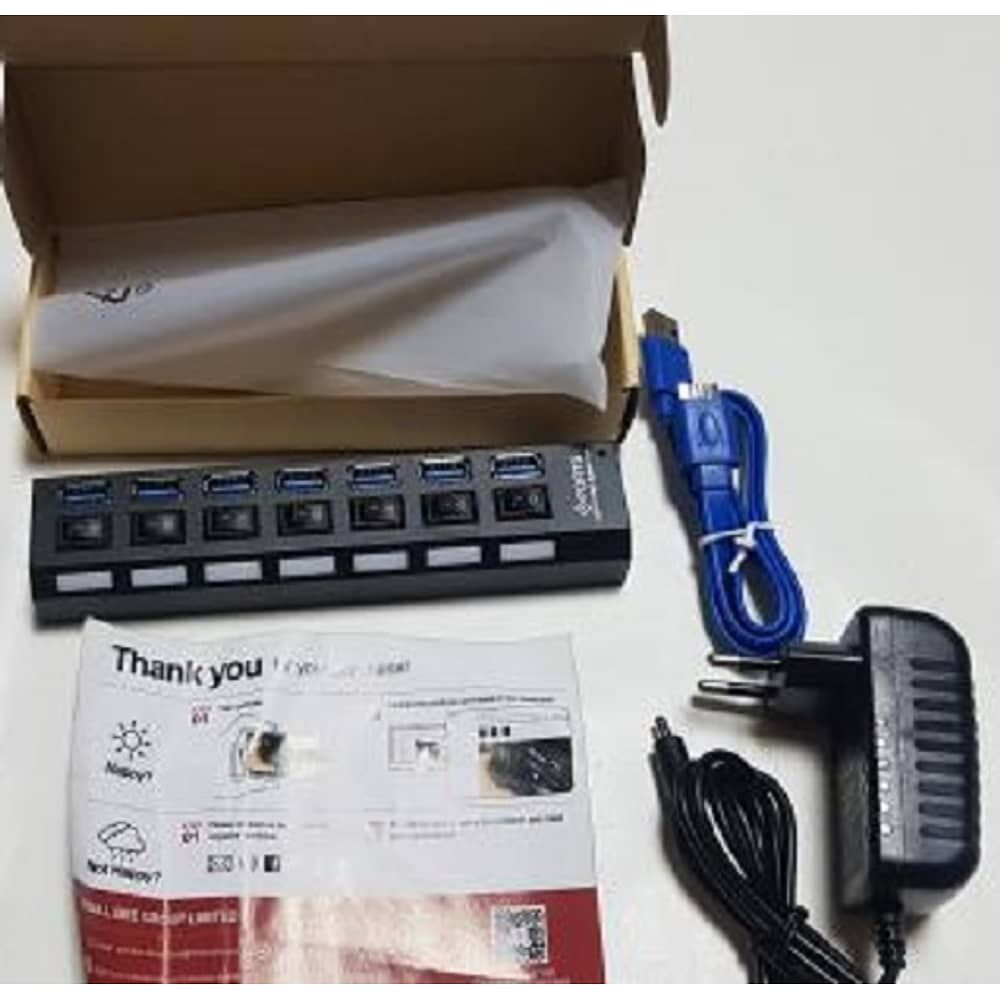 Multipuerto Hub 7 Usb Extension 7 Puertos Extensor Botones De Encendido Notebook O Pc Usb Switch Extensor Con Cable Y Power Adapter image number 5.0