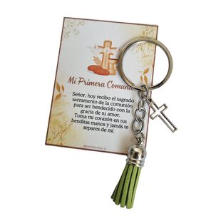 Primera Comunion 12 Llaveros + Tarjetas Recuerdos Encintados