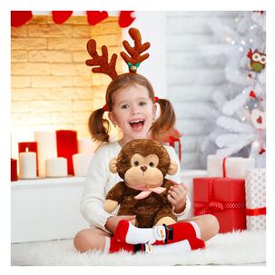 Peluche Mono Con Bufanda Rosada 23cm