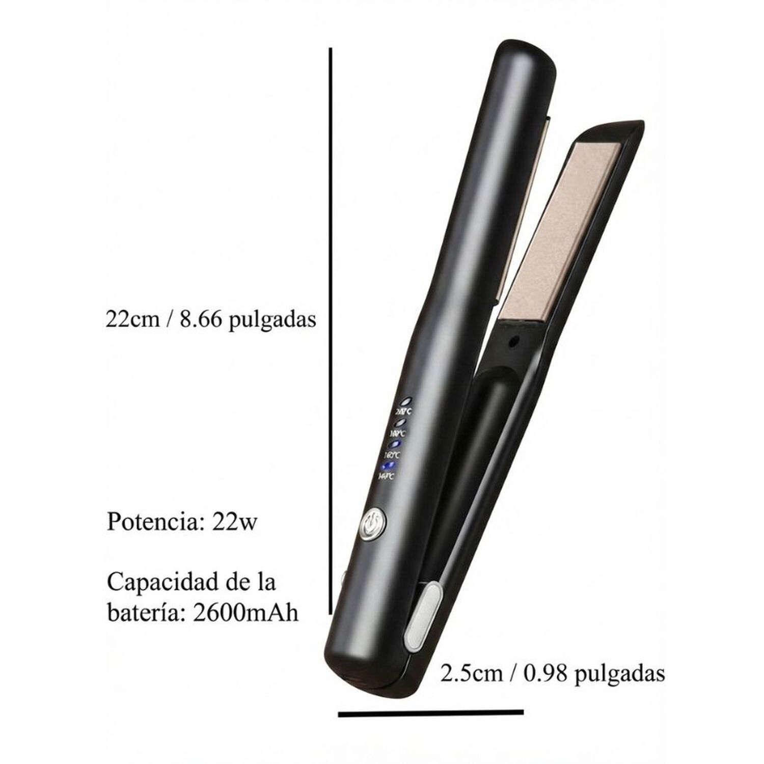 Plancha Alisadora Rizadora Inal&aacute;mbrica Mini Recargable Usb Cer&aacute;mica 2 En 1 image number 1.0