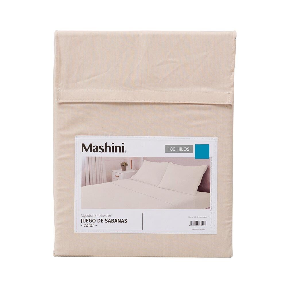 Sabana 180 Hilos Lisos 2 Plazas Beige image number 4.0