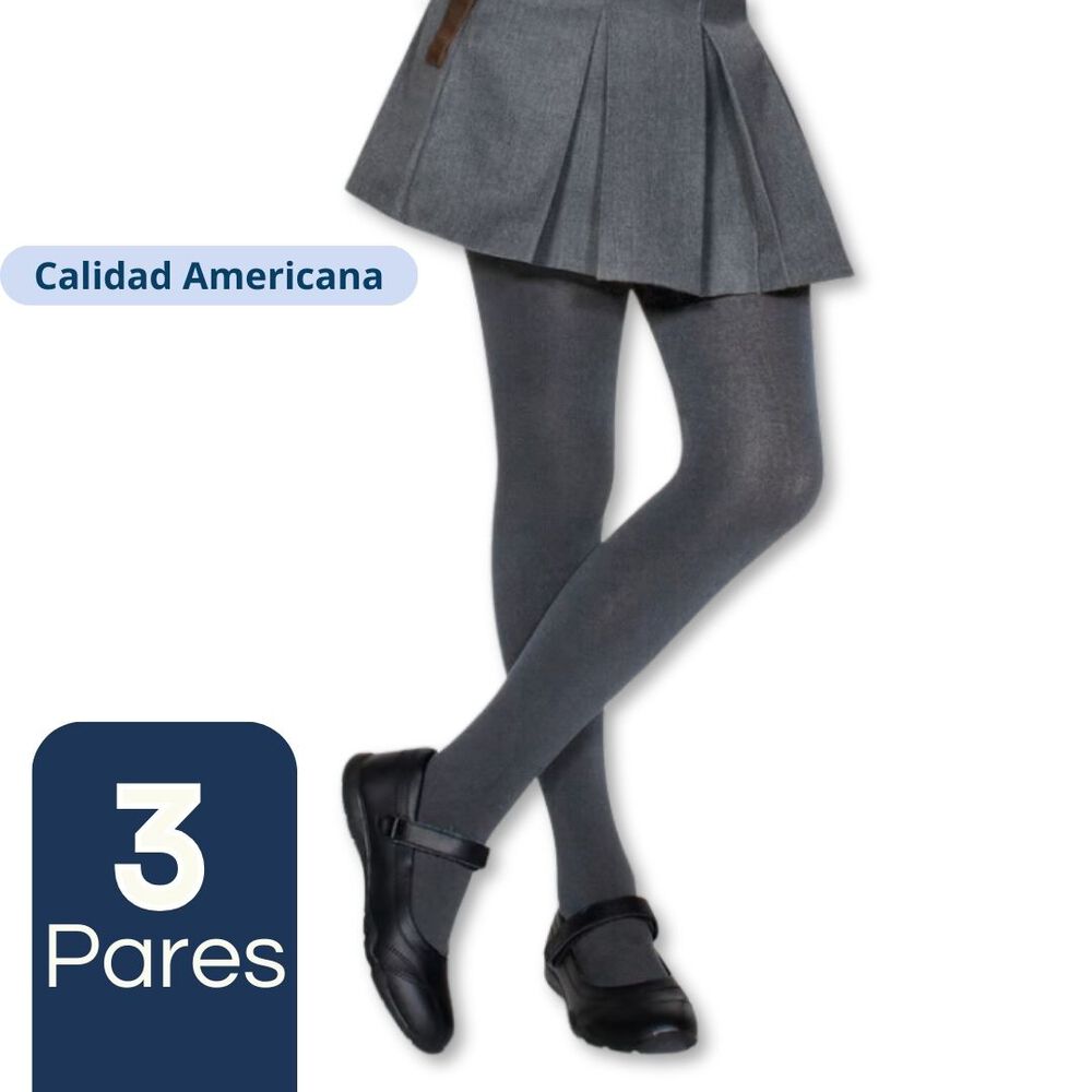 Pack 3 Ballerina Escolar Calcetines Algod&oacute;n Gris Ni&ntilde;a image number 0.0