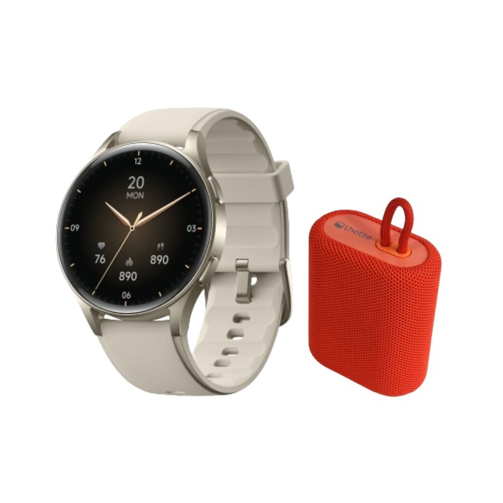 Pack Smartwatch Lhotse Vibe 05 Cream + Parlante Rojo image number 0.0