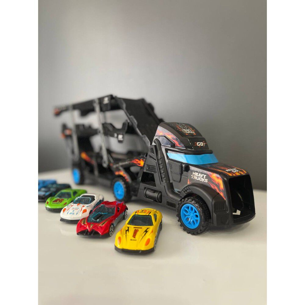 Juguete Camión De Doble Rampa Porta Autos Con 6 Carros image number 9.0