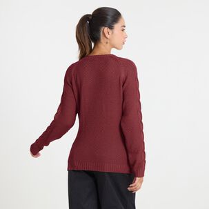 Sweater Trenzado Manga Larga Cuello Redondo Mujer Freedom
