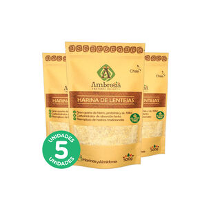 Pack 5, Harina De Lentejas Libre De Gluten Y Vegana 500gr