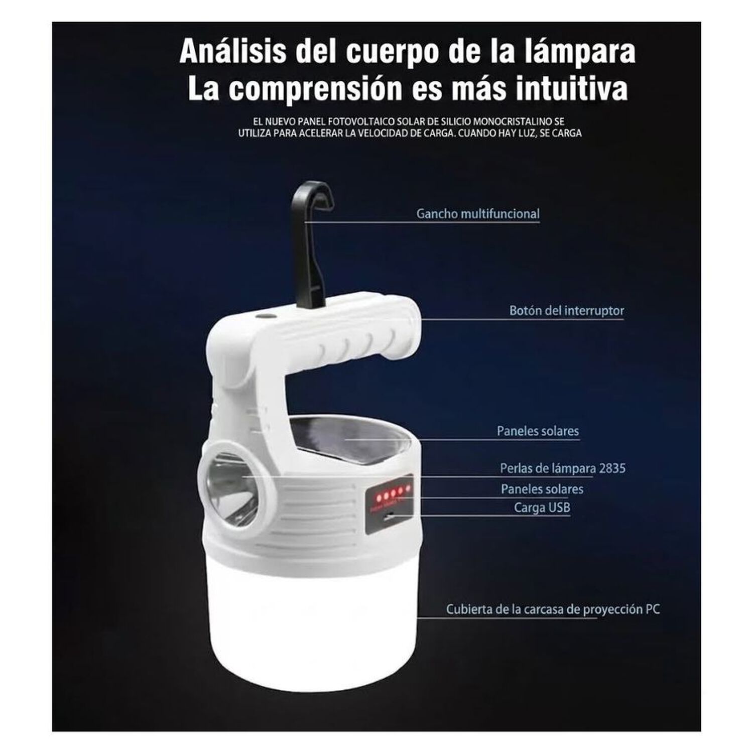 Foco Linterna De Emergencia Recargable Solar Camping image number 1.0