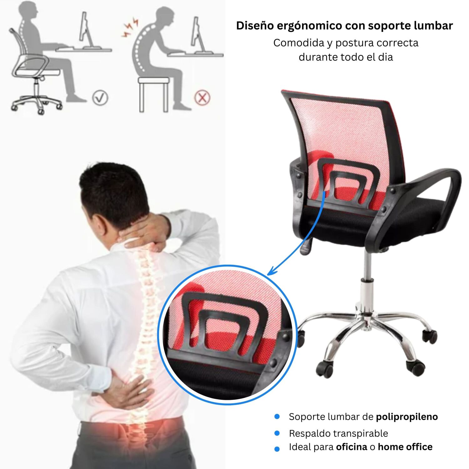 Combo Oficina New York 1 Escritorio Cartagena + Silla De Color Ergon&oacute;mica Con Altura Ajustable image number 3.0