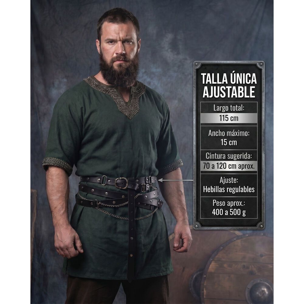 Cinturon Vikingo Medieval De Cuero Pu Accesorio Cosplay image number 28.0
