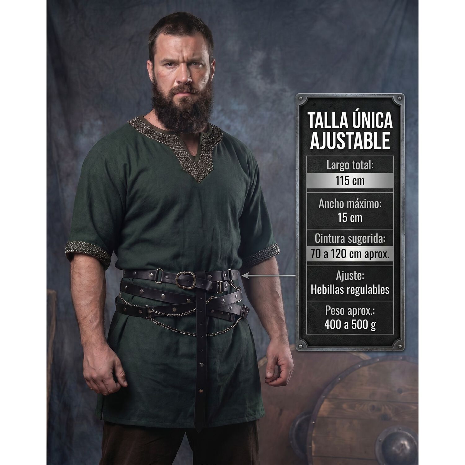 Cinturon Vikingo Medieval De Cuero Pu Accesorio Cosplay image number 28.0