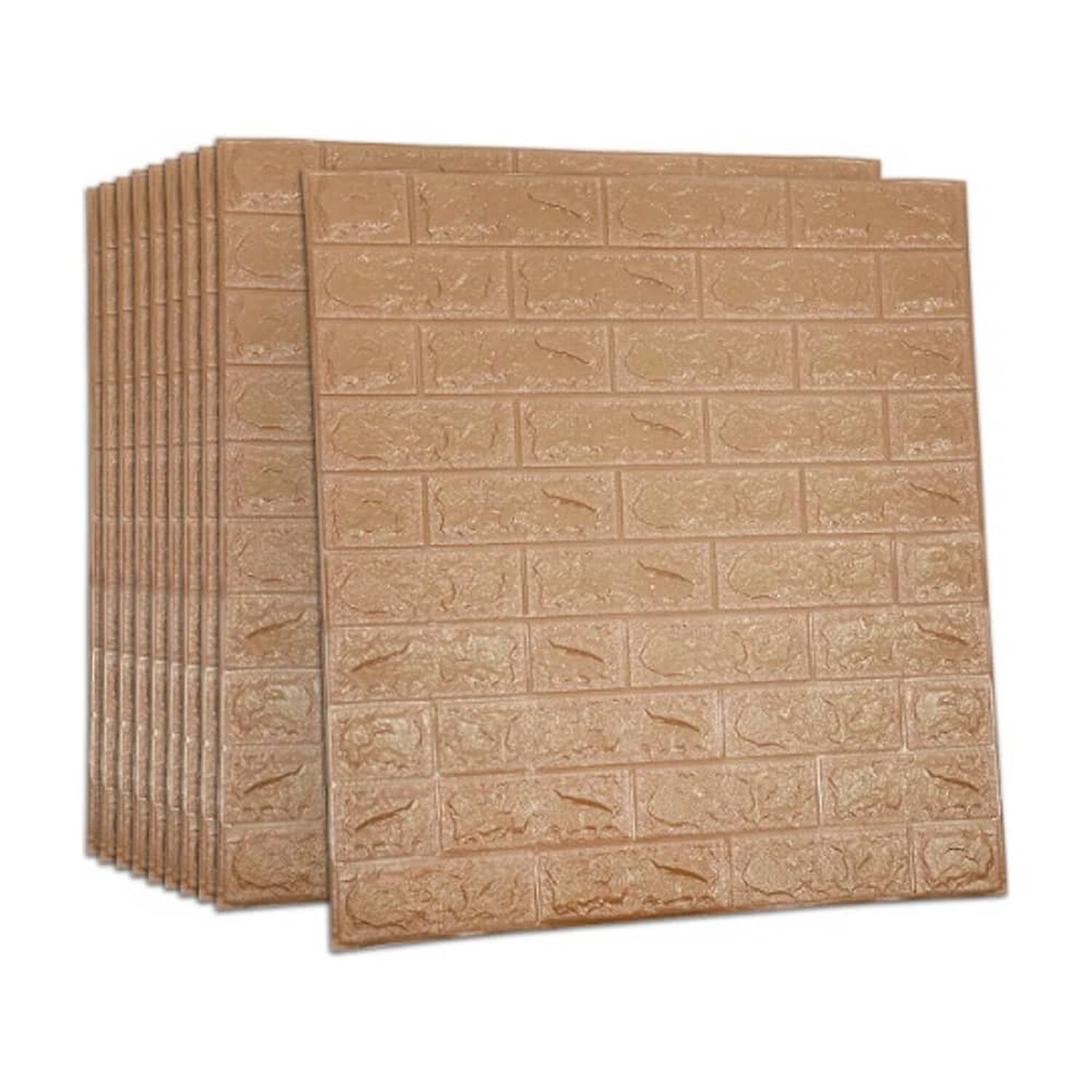 Pack 10 Lamina Papel Mural Autoadhesivo 3d Ladrillo Caf&eacute; image number 0.0